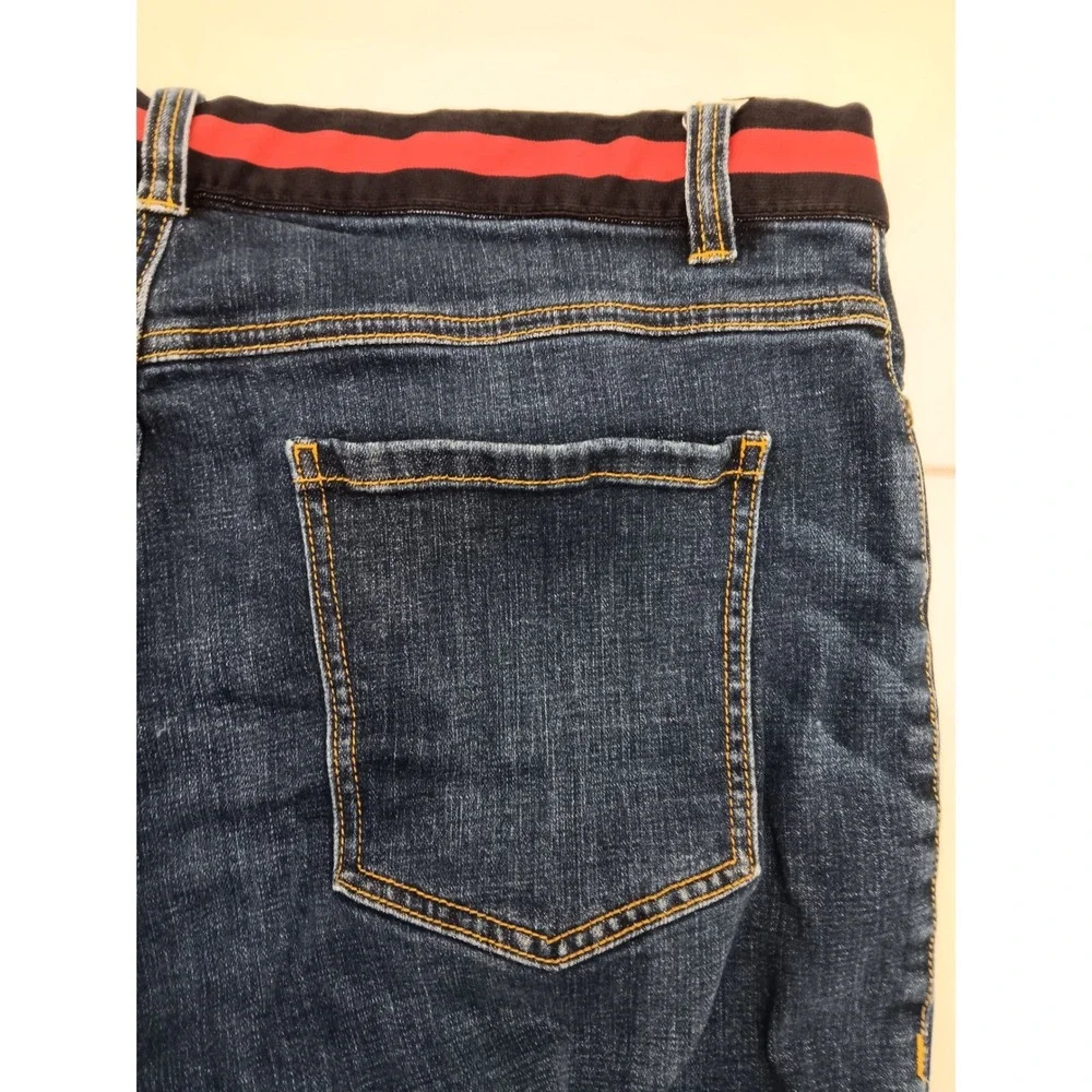 CAbi Women's Blue Denim Button‎ Fly High Rise Skinny Jeans Red Stripe Size 16 - Picture 16 of 16